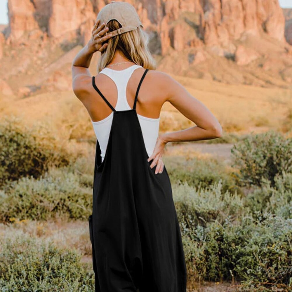 Double Take Full Size V-Neck Sleeveless Jumpsuit with Pockets - Picture 3 of 4